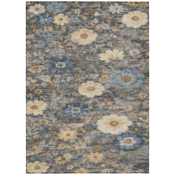 Chantille Machine Washable Indoor/Outdoor Abstract ACN2947 Pewter 9 ft. x 12 ft. Area Rug