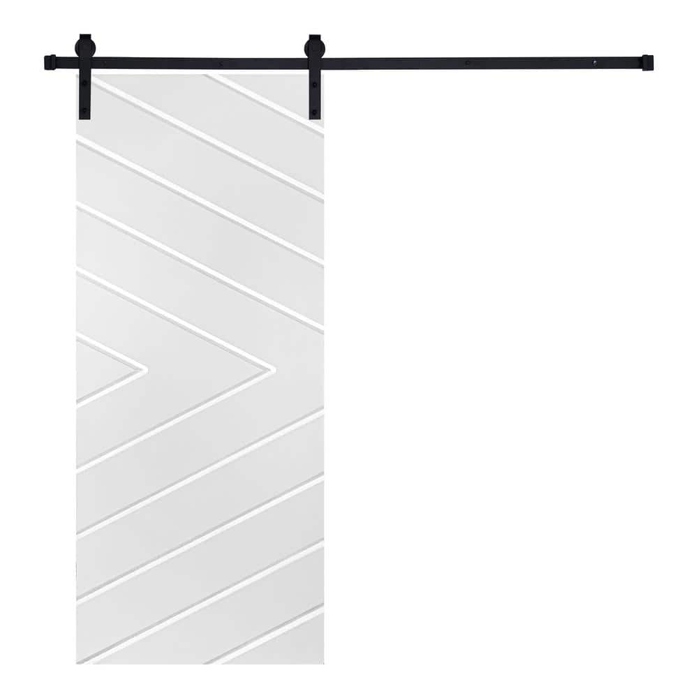 AIOPOP HOME Modern Arrowhead Designed 80 In X 24 In MDF Panel White   Black Painted Barn Doors Mc0980x24wt 64 1000 