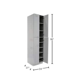 Anchester Assembled 24 in. x 96 in. x 27 in. Tall Pantry with 4 Doors in Light Gray