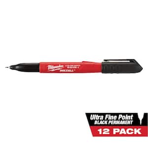 Milwaukee Inkzall Permanent Marker Pen 1mm Fine Tip Black Wet Dusty Oil Tile 