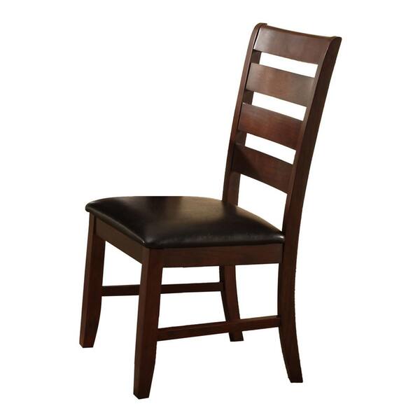 Benjara Dark Brown Wooden Dining Chair with Ladder Back Design (Set of 2)