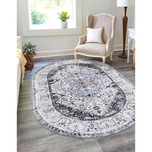 Yara Yash Linen Charcoal 5 ft. 3 in. x 8 ft. Area Rug