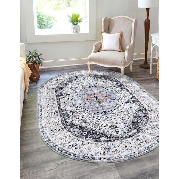 Yara Yash Linen Charcoal 7 ft. 10 in. x 10 ft. Area Rug