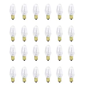 7-Watt Equivalant C7 Clear Replacement E12 Candelabra Base Incandescent Night Light Bulb, Soft White 2700K (24-Pack)