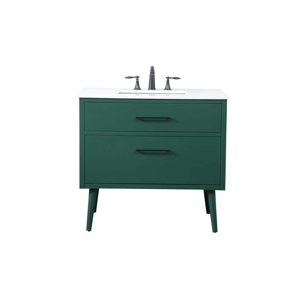 Simply Living 36 in. W x 22 in. D x 33.5 in. H Bath Vanity in Green with Iv