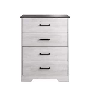 Rustic Ridge Washed White 4-Drawer 27.5 in. x 35.5 in. x 18.25 in. Chest of Drawers, Wooden Dresser Chest for Bedroom