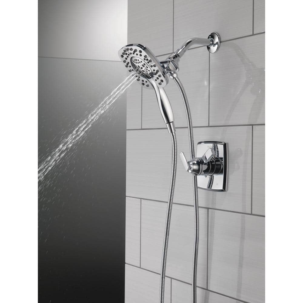 Chrome Dual Shower Head with Handheld Spray and Pulse