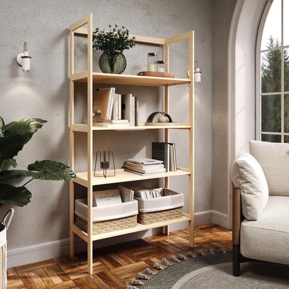 Jela-USA Solid Wood 4-Shelf Unassembled Pantry Shelving-Unfinished