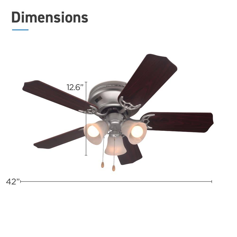 42" Silver Ceiling Fan with Reversible Walnut Blades and Lights