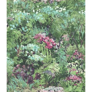 Floral Brushstroke Metallic Aqua, Forest Green, and Hot Pink Paper Strippable Roll (Covers 56.05 sq. ft.)