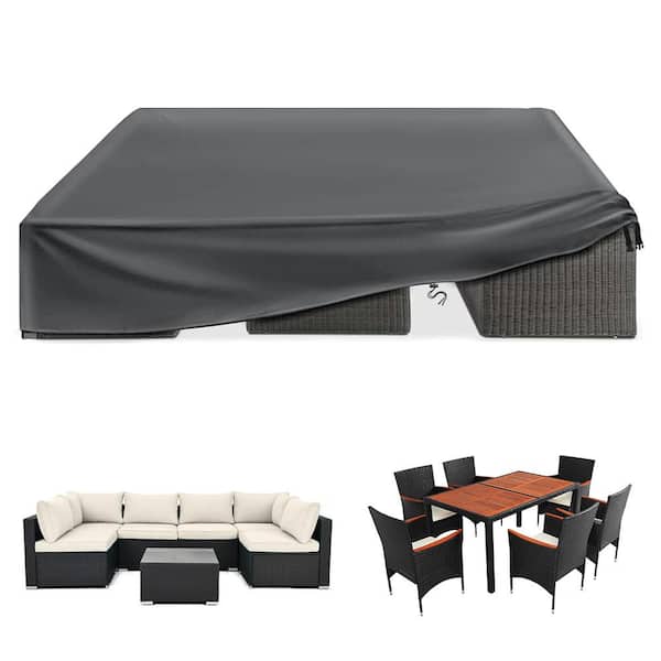 Gasadar Grey Waterproof Patio Furniture Cover-126"x63"x28"