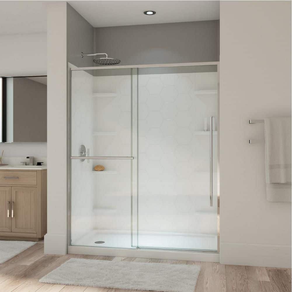 DreamLine Dawn 56-60 in. W x 72 in. H Semi-Frameless Sliding