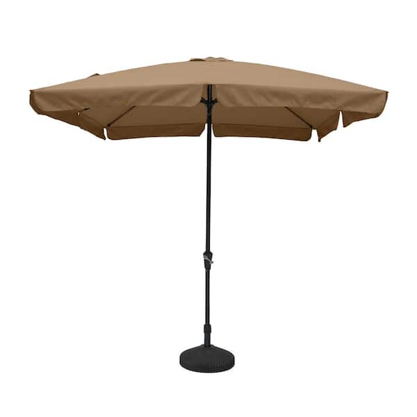 Clihome 8 ft. x 10 ft. Square Crank Design Skirt with Skylight Outdoor Market Umbrella in Tawny with Base