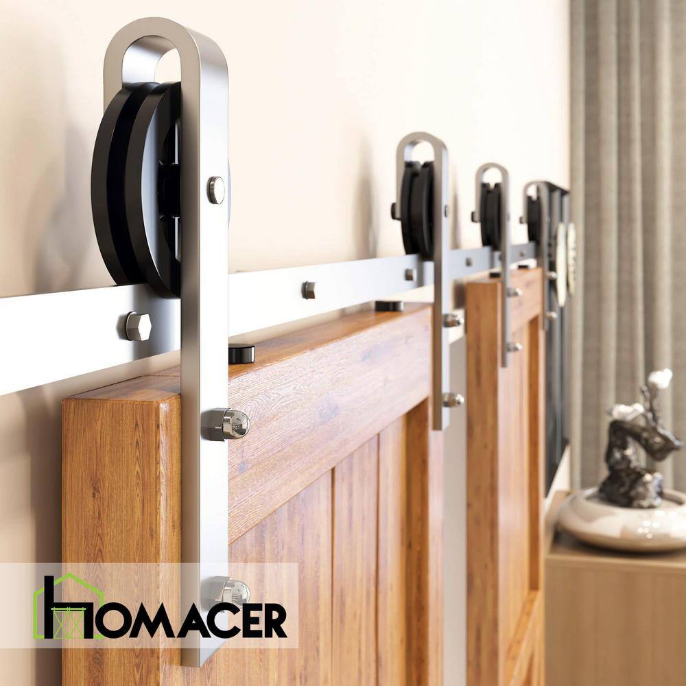 Brushed Nickel Double Door Sliding Barn Hardware Kit