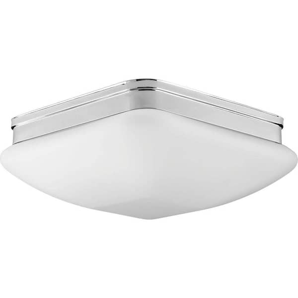 Progress Lighting Appeal Collection 3-Light Polished Chrome Flush Mount with Square Opal Glass