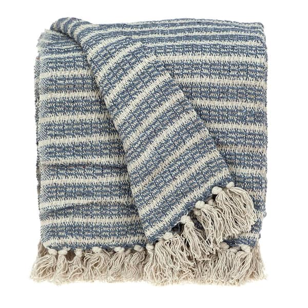 PARKLAND COLLECTION Simone Casual Beige 52 in. x 67 in. WOVEN HANDLOOM Throw Blanket