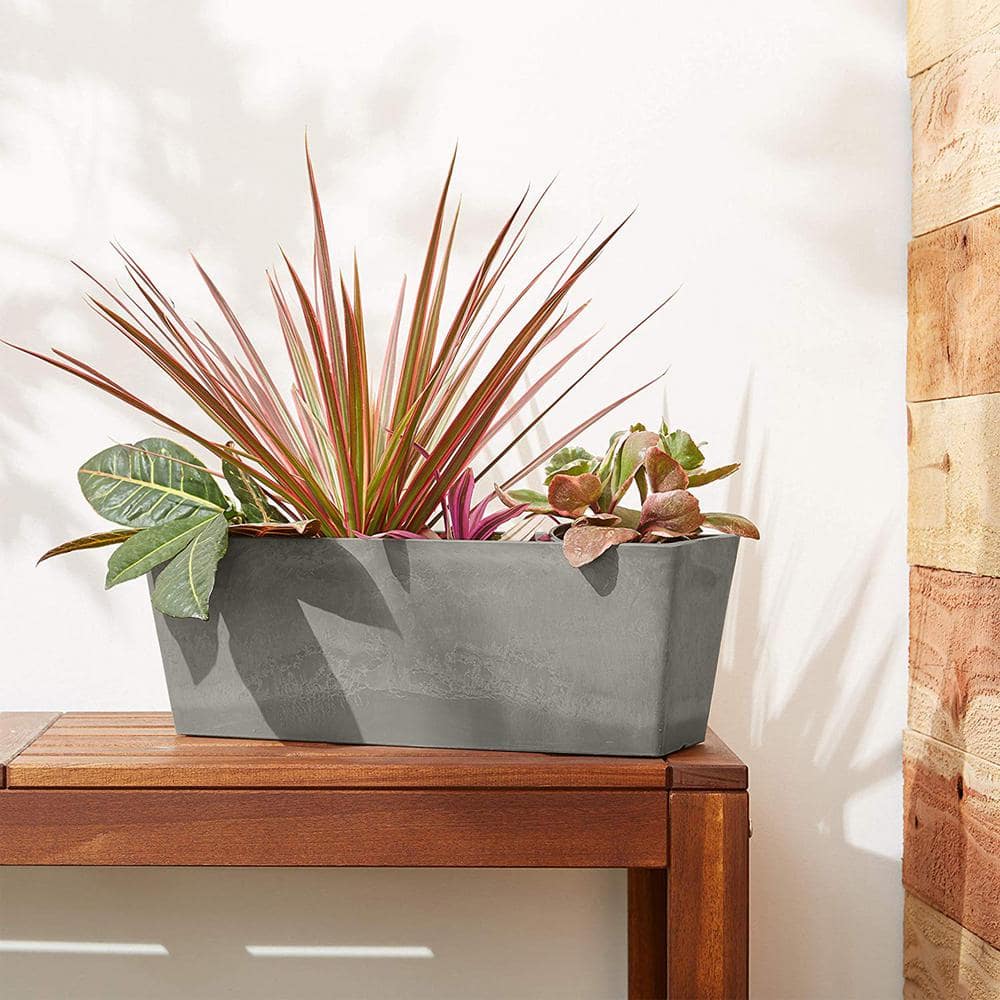 Eco-Friendly PSW Composite Rectangular Planter - Silver, 17.5"