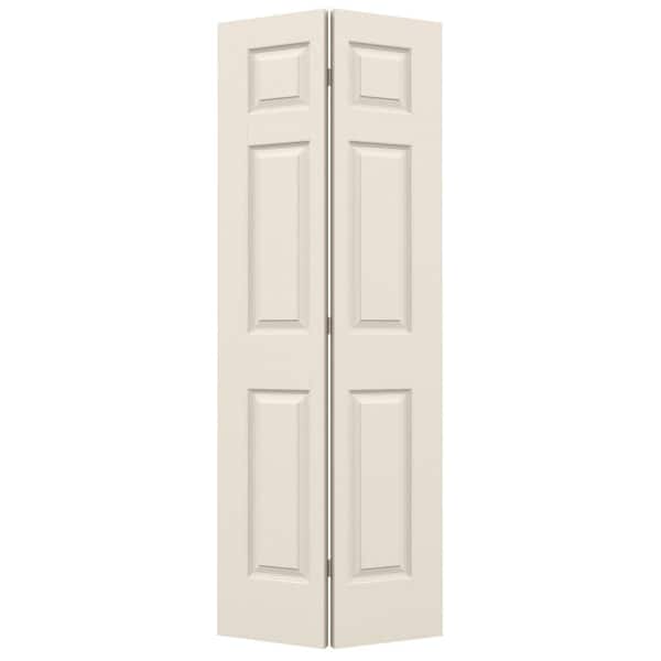 JELD-WEN 32 in. x 80 in. 6 Panel Colonist Primed Textured Molded Composite Closet Bi-Fold Door