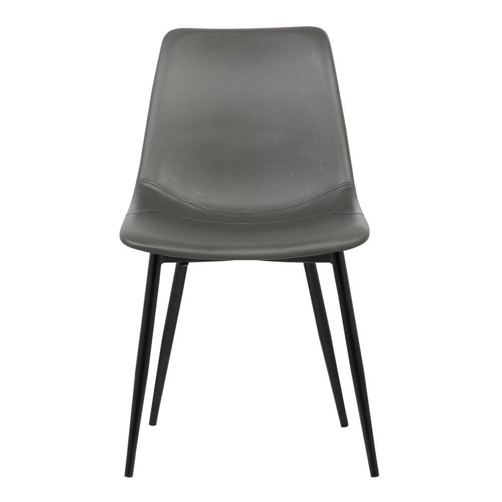 Monte High-Grade Gray Faux Leather Side Chair with Metal Legs