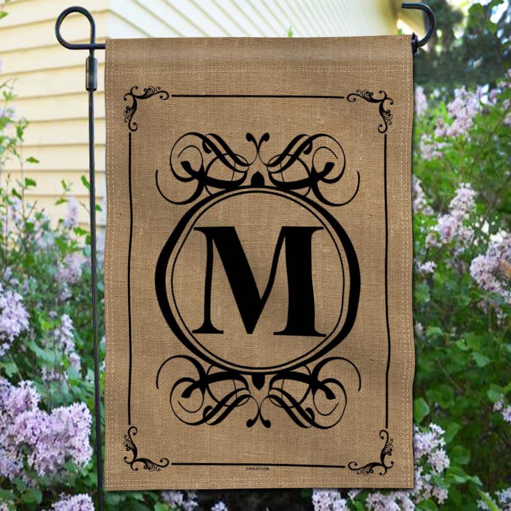 Classic Monogram Letter P Beige and Black Garden Flag