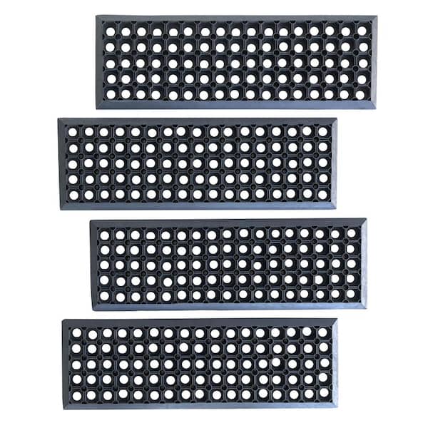 10 in. x 30 in. Drainage Rubber Stair Tread Set 4-Piece
