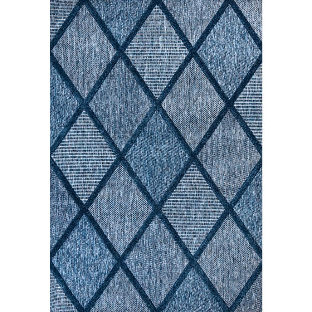 Navy Mediterranean Trellis 63'' Handmade Synthetic Area Rug