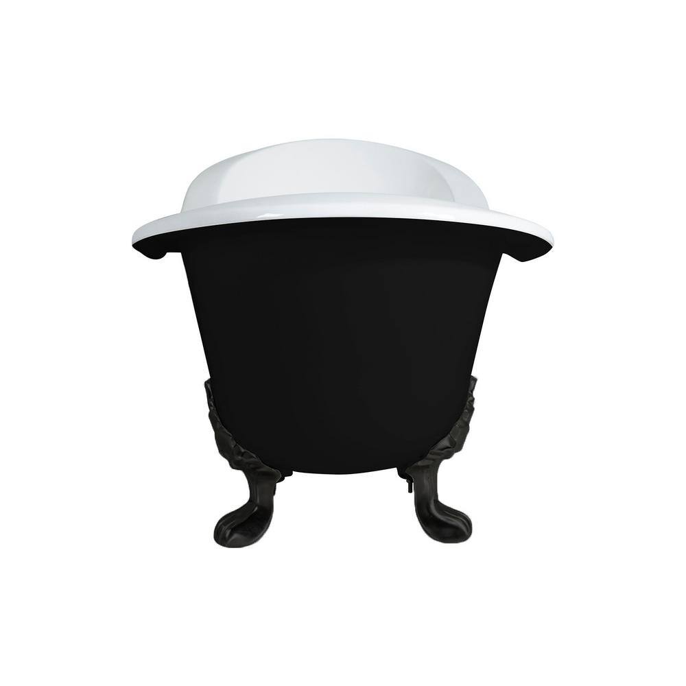 72-Inch Black and White Cast Iron Double Slipper Clawfoot Tub