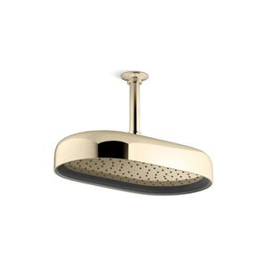 Statement Oblong 1-Spray Patterns 2.5 GPM 14 in. Ceiling Mount Rainhead Fixed Shower Head in Vibrant French Gold