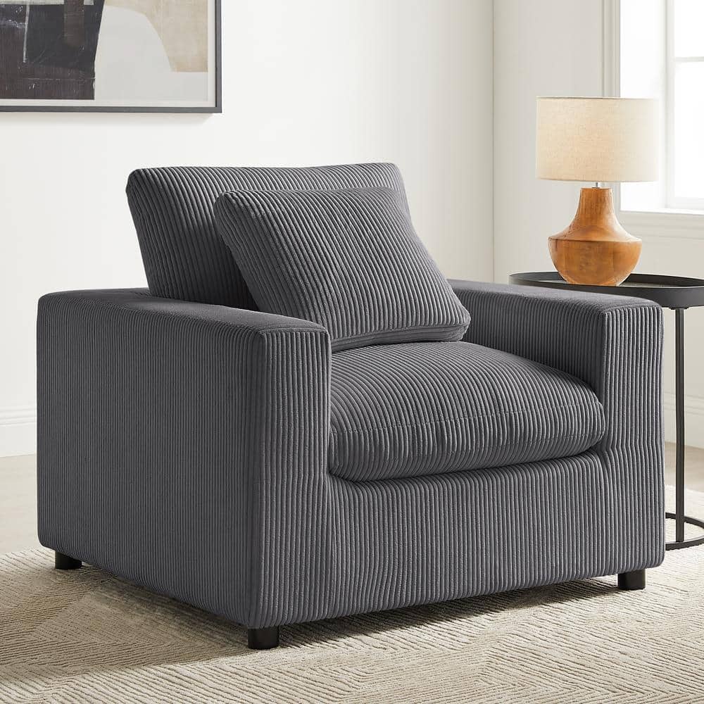 Casella Charcoal Corduroy Fabric Arm Chair