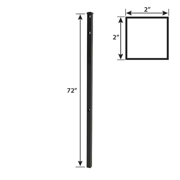 Vinings 2 in. x 2 in. x 6 ft. Black Aluminum Fence Line Post with Flat Cap