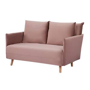 52 in. W Square Arm Fabric Rectangle Straight Sofa in Pink