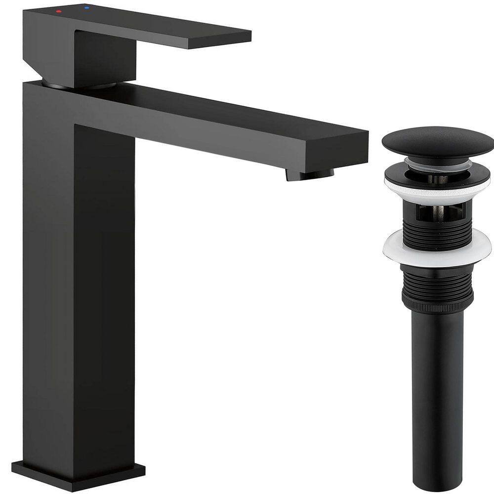 Basin Faucet Single Handle Single Hole Bathroom Faucet with 15° Angled Spout with Pop-Up Drain Kit in Matte Black price history on PriceWatchPro