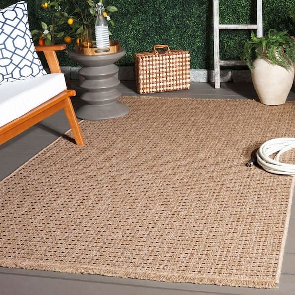 Retreat Natural/Brown 8 ft. x 10 ft. Solid Dots Indoor/Outdoor Area Rug