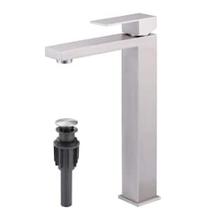 Single Handle Single Hole Bathroom Faucet with Drain Include in Brushed Nickel