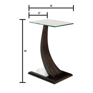 Valon Side Table in Dark Walnut Finish - 8 mm Tempered Glass