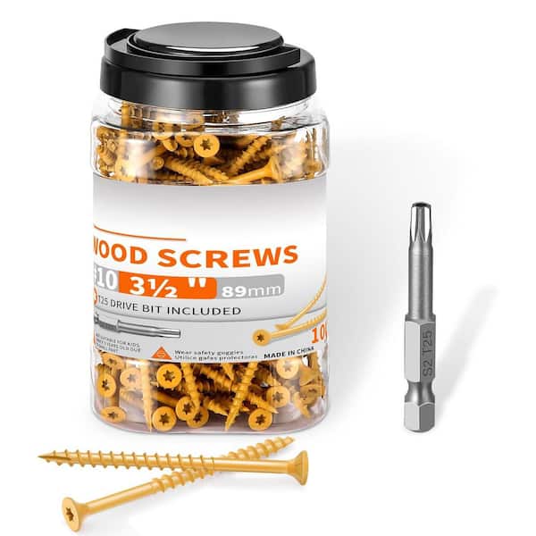 Afoxsos Hardened Steel Ceramic Coated Rust Resistant Deck Wood Screws Flat Head Star Drive 100-Pack