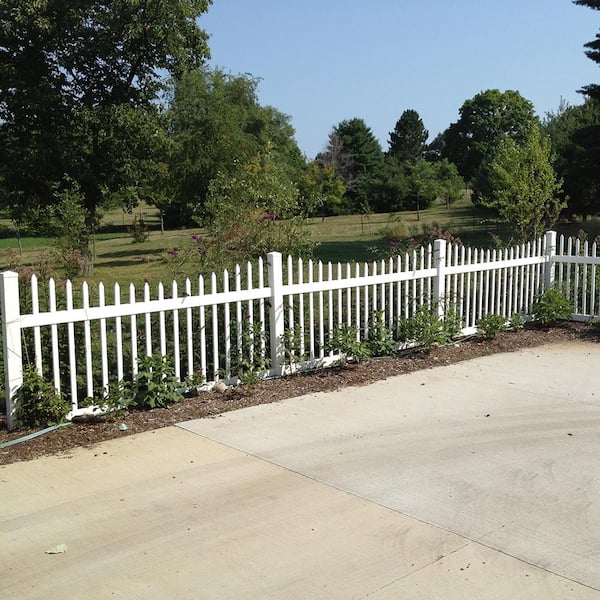 Weatherables Stratford 5 ft. H x 8 ft. W White Vinyl Picket Fence Panel Kit