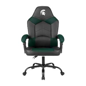 Michigan State Black Polyurethane Oversized Office Chair with Reclining Back