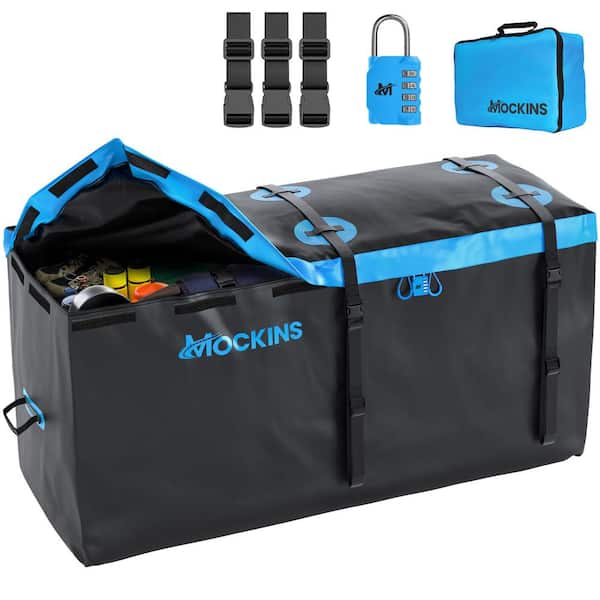 Mockins 25 cu. ft. Waterproof Cargo Carrier Bag 60 in. x 31 in. x 24 in. Hitch Bag with Lock, Straps and Carry Bag, Blue