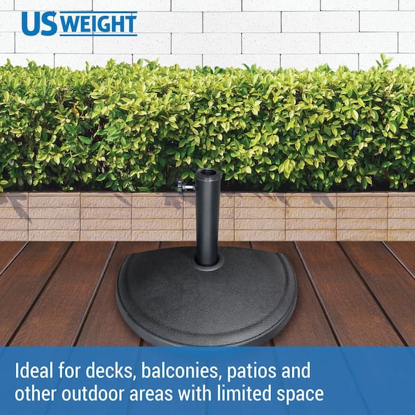 half round patio umbrella base heavy-duty outdoor stand 20lbs black Us Weight 20 lb round umbrella base is ideal for holding your umbrella securely and evenly in place Outsunny 20 Lbs Resin Half