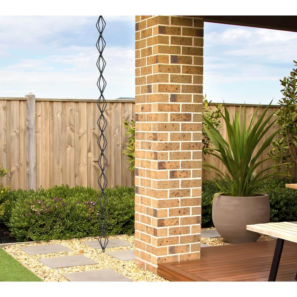 8.5 ft Black Powder Coated Metal Diamond Link Rain Chain