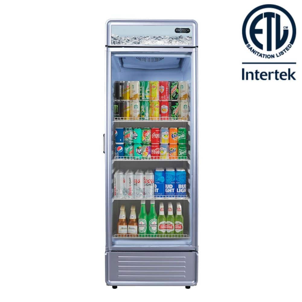24 in. 12.2 cu. ft. Protech Commercial Beverage Merchandiser Fridge with Lock, in White