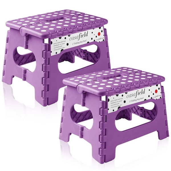 1-Step 9 in. Purple Plastic Step Stool, (1.75 ft. Reach Height) 300 lb. Load Capacity, Set of 2