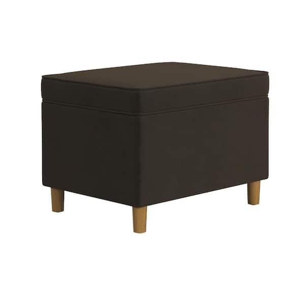 Benjara Fero Dark Chocolate Brown Velvet Rectangle Storage Ottoman
