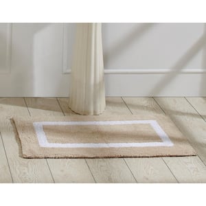 Hotel Collection Sand/White 17 in. x 24 in. 100% Cotton Bath Rug