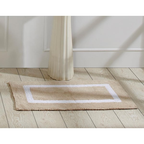 Better Trends Hotel Collection Sand/White 17 in. x 24 in. 100% Cotton Bath Rug
