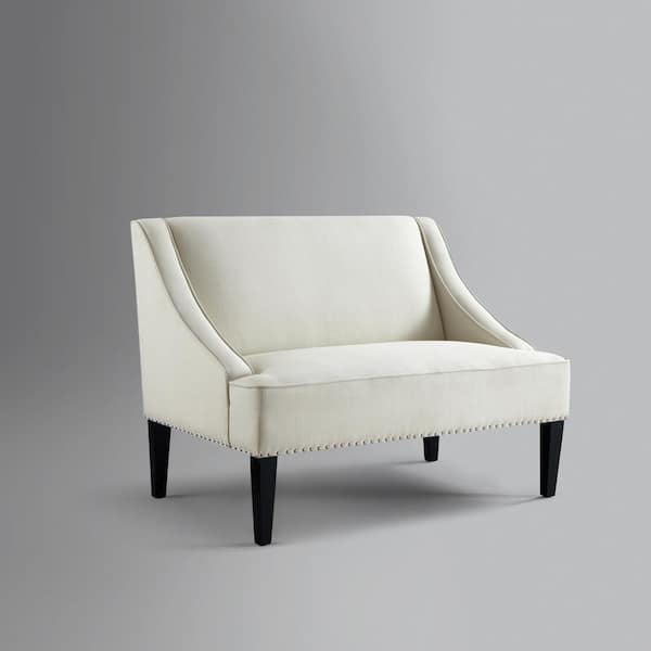 Inspired Home Malaya Cream White Bench Upholstered Linen 44.5 in. L x 31  in. W x 34.5 in. H BH274-03CW-HD - The Home Depot