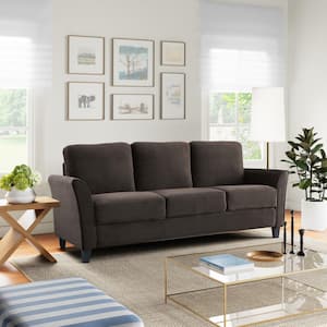 Wesley 80.3 in. Flared Arm Polyester Rectangle 3-Seater Sofa in Coffee