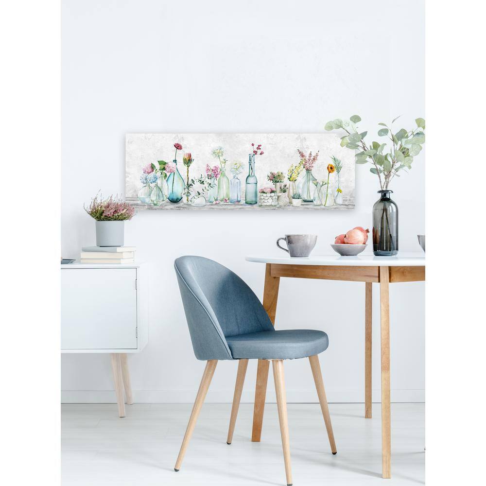 Springtime Pastel Flowers in Glass Vases Canvas Print