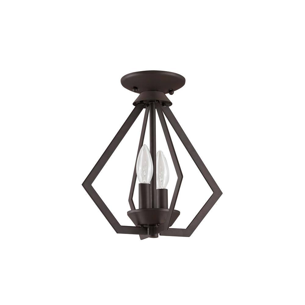 Bronze Mini 2-Light Industrial Candle Chandelier